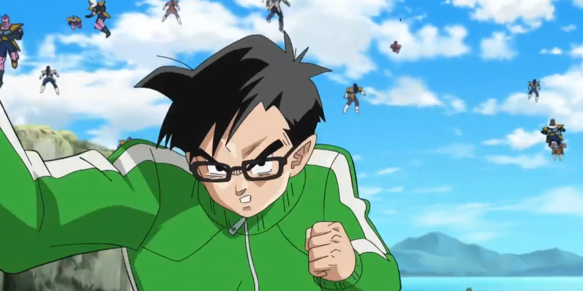 Gohan yếu thế trước Golden Frieza, thể hiện sự chùn bước và áp lực khi phải quay lại chiến trường sau thời gian dài bình yên.