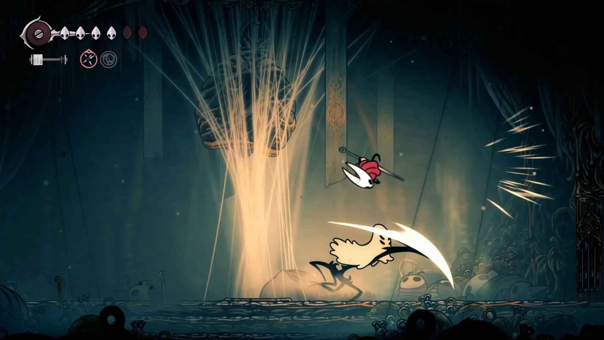 Hornet né đòn Widow trong Hollow Knight Silksong