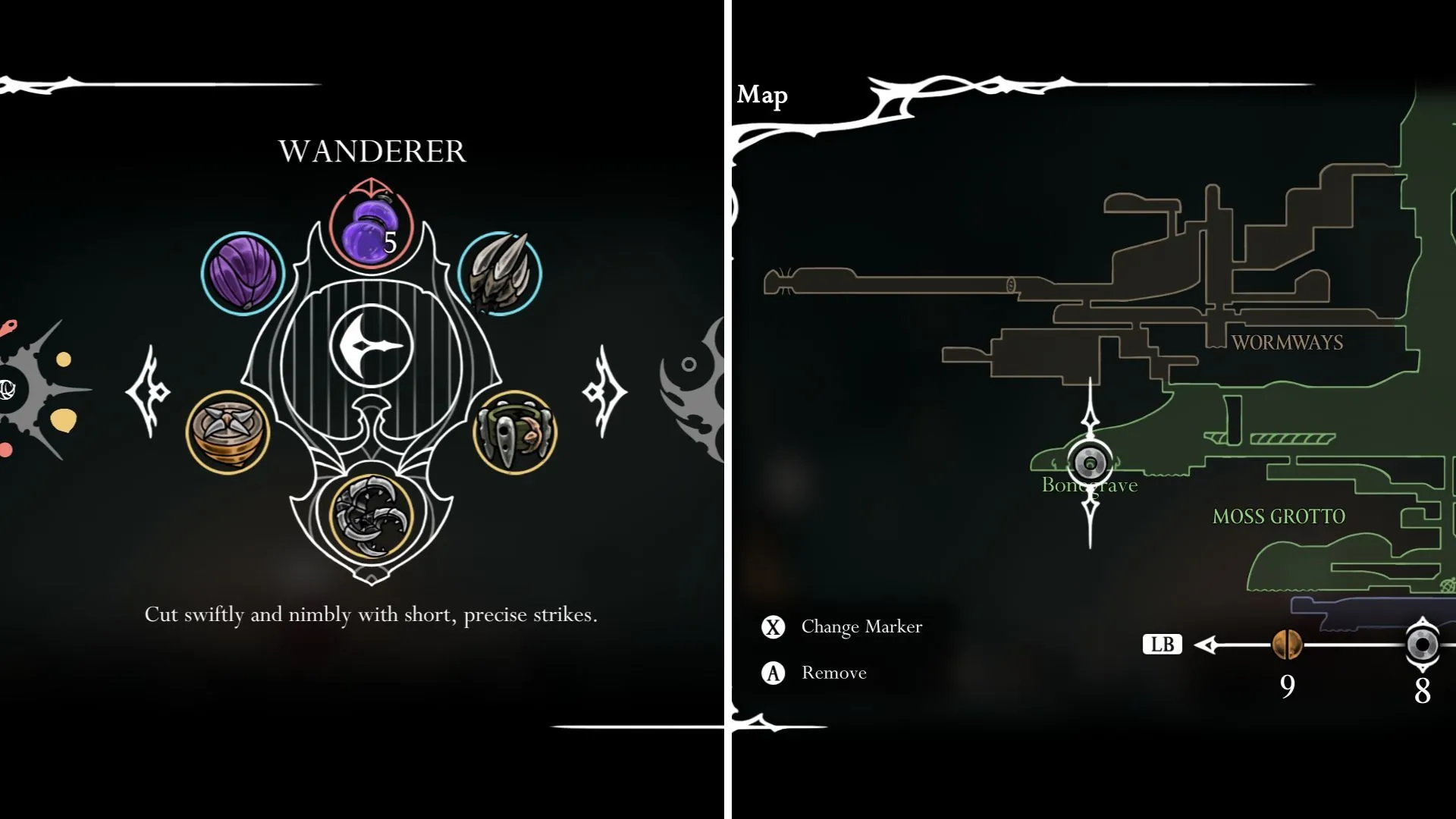 Hornet ra đòn tấn công chớp nhoáng với Wanderer Crest trong Hollow Knight Silksong