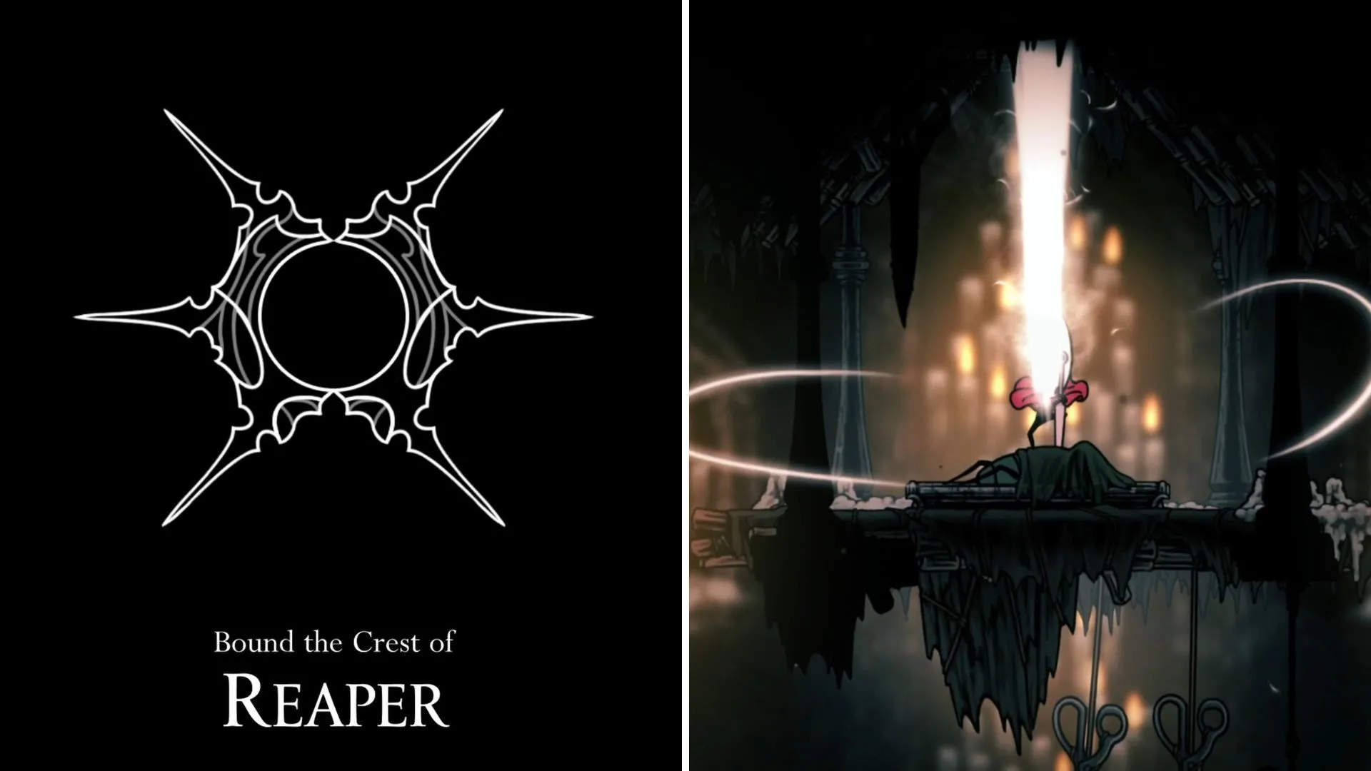 Huân chương Crest of the Reaper trong Hollow Knight Silksong, biểu tượng gợi ý cho kỹ năng pogo hiệu quả khi đối đầu Nyleth.
