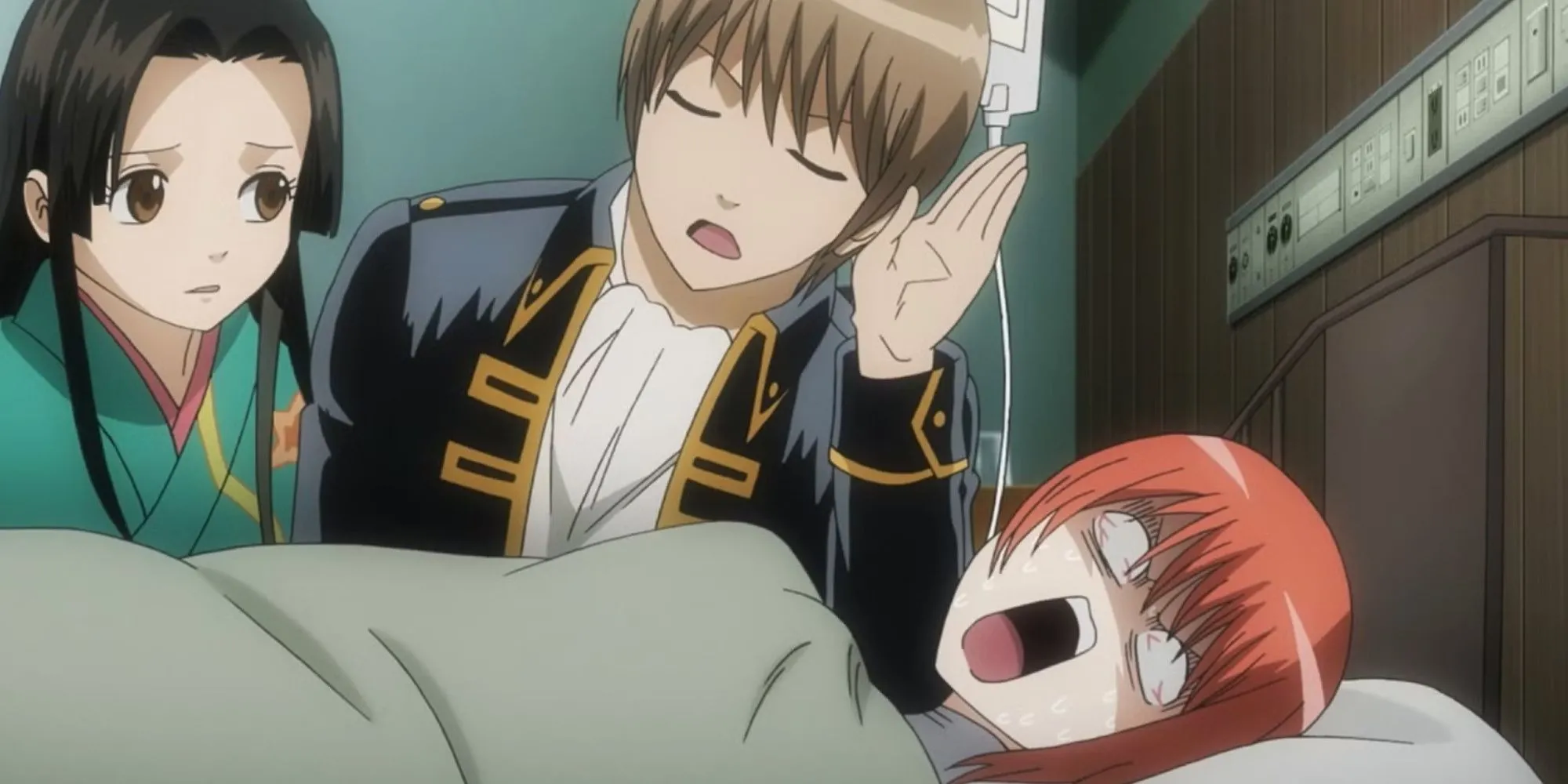 Kagura Gintama với chiếc ô đặc trưng và biểu cảm tinh nghịch, mái tóc đỏ Yato