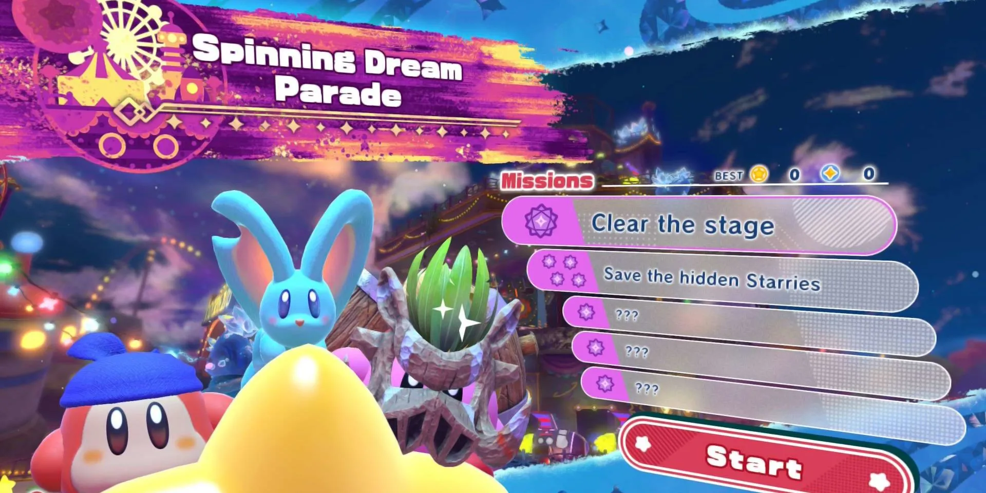 Kirby: Star-Crossed World hiển thị các mục tiêu nhiệm vụ ẩn