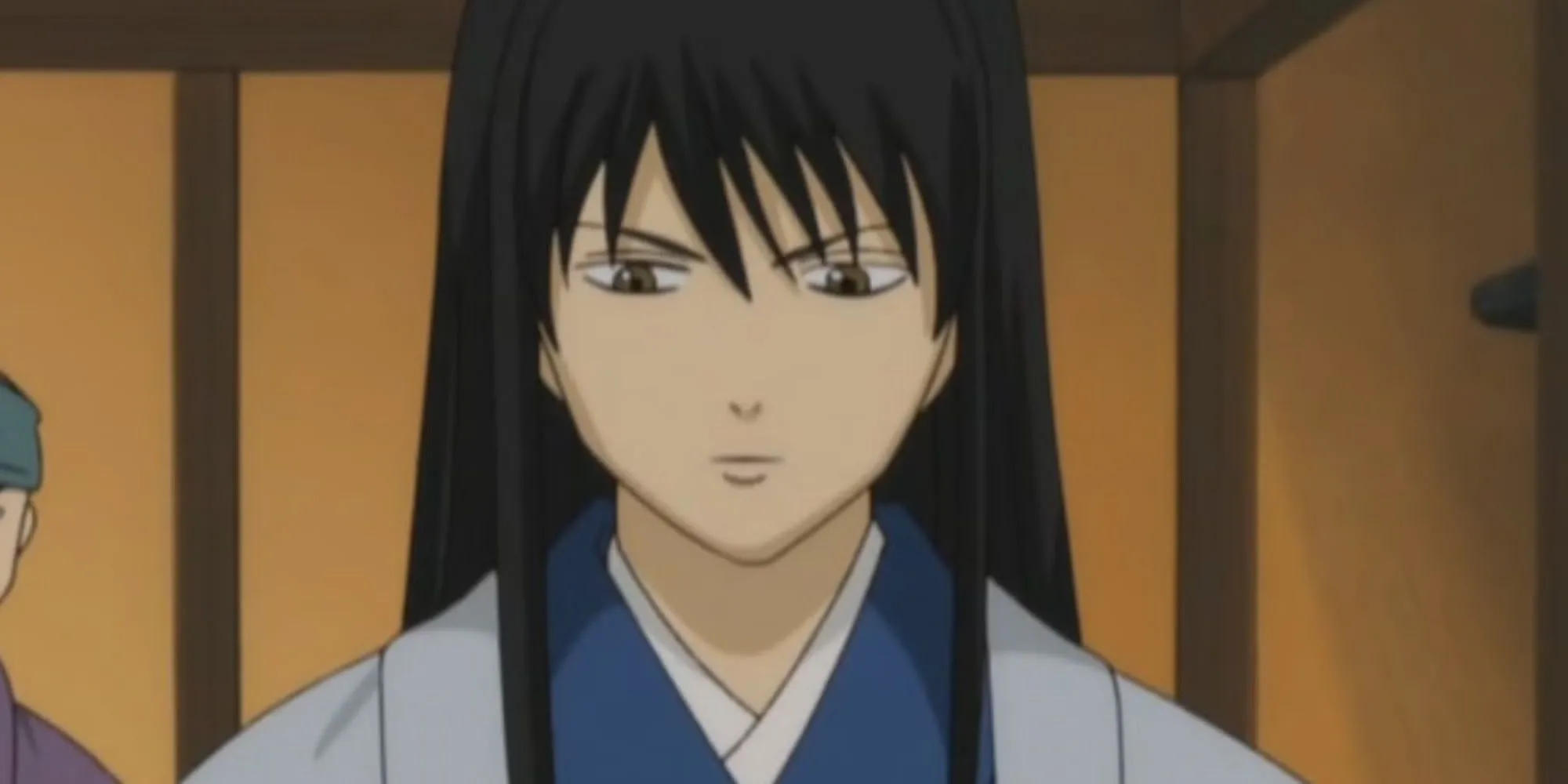 Kotarou Katsura Gintama với bộ kimono và tóc dài, biểu cảm nghiêm túc của một thủ lĩnh