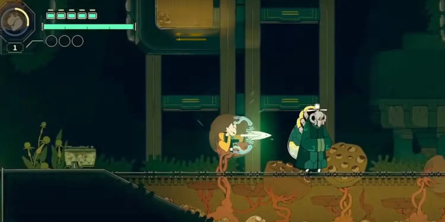 Nghệ sĩ Yi đỡ đòn đối thủ trong game hành động Nine Sols