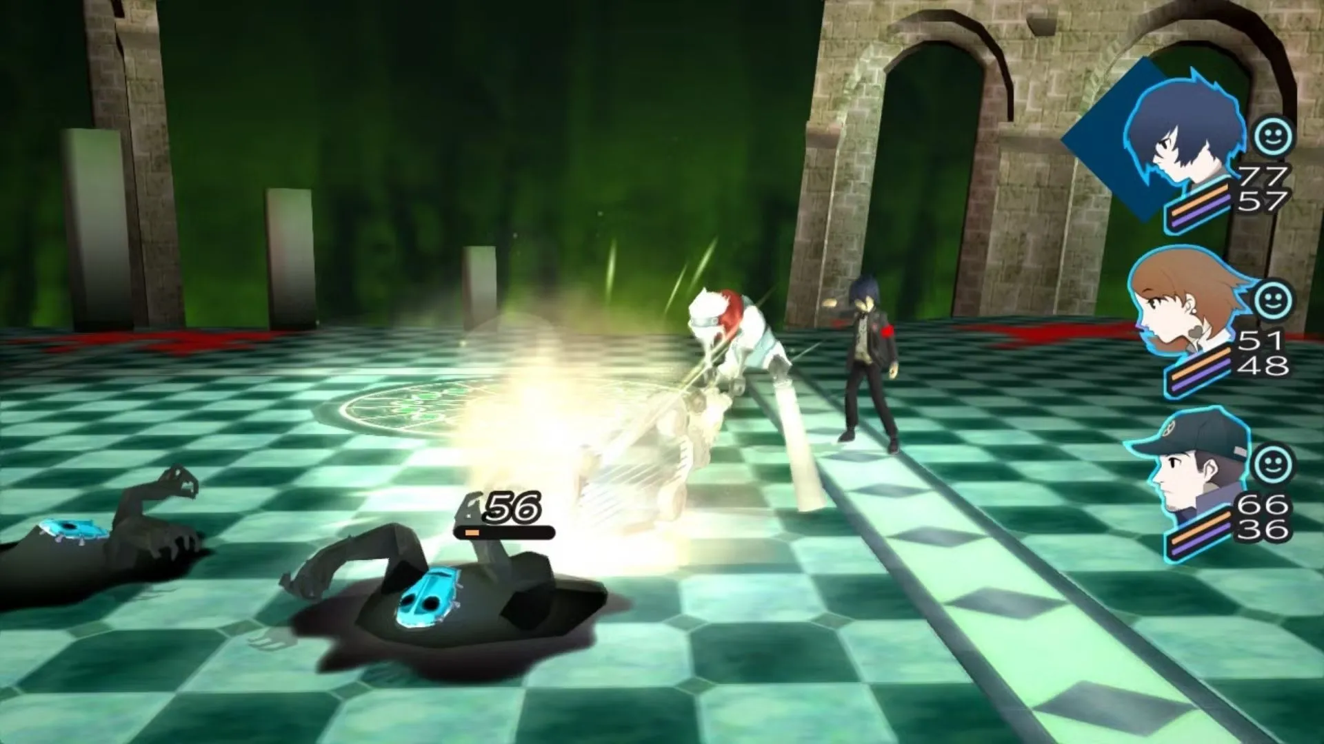 Nhân vật chính Persona 3 đối mặt với Shadow trong Giờ Khắc Bóng Tối Dark Hour