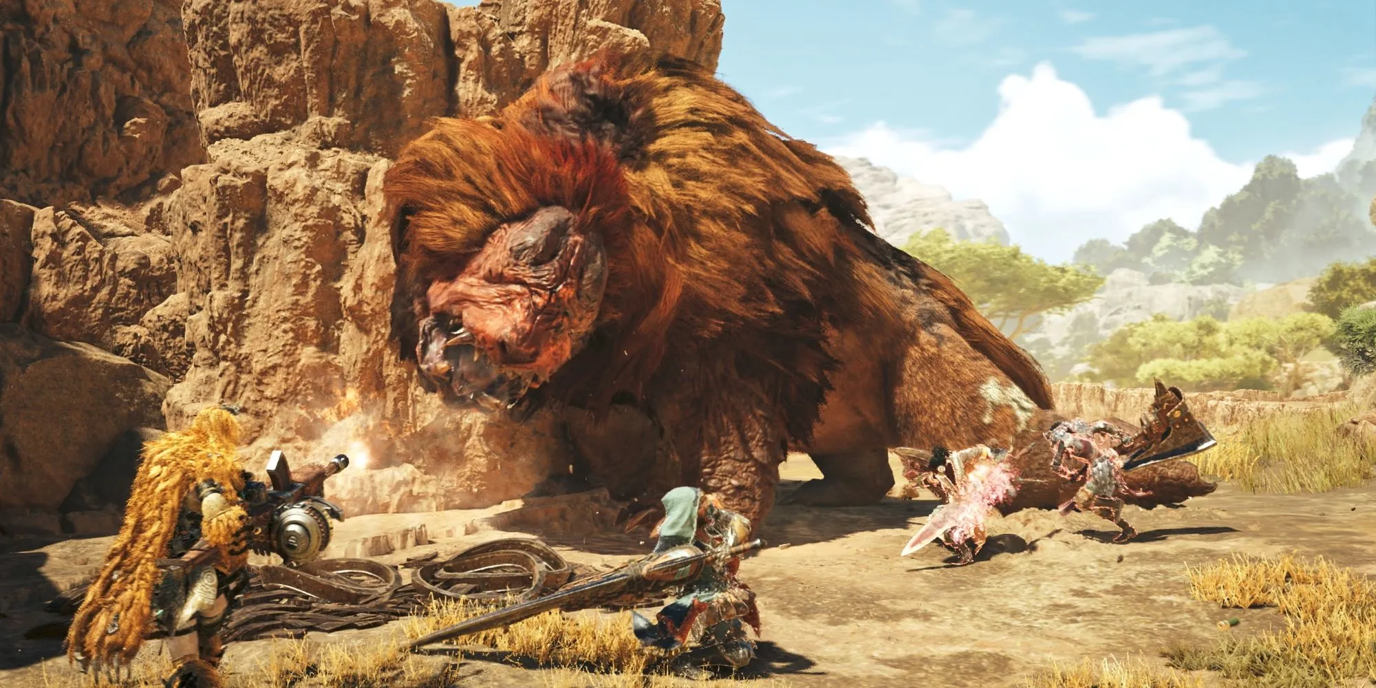 Thợ săn đối mặt với quái vật khổng lồ trong Monster Hunter Wilds