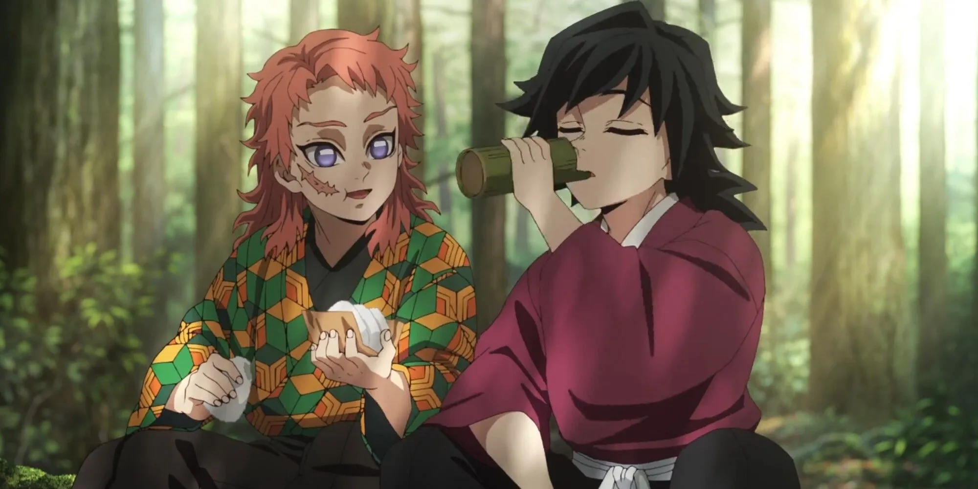 Thợ săn quỷ Giyu Tomioka đứng lặng lẽ, ôm nỗi đau và di sản từ người bạn Sabito trong Thanh Gươm Diệt Quỷ