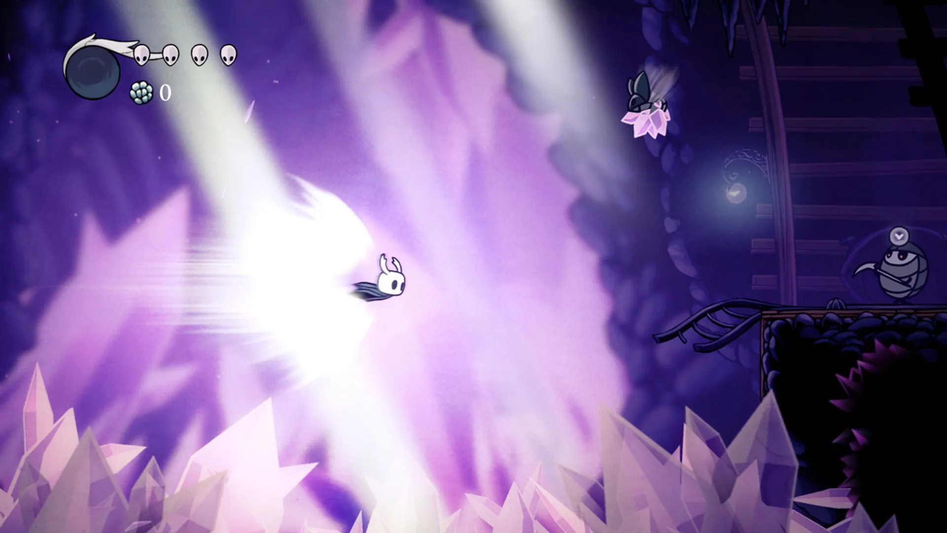 Thực hiện động tác lướt trong Hollow Knight, một tựa metroidvania với đồ họa tuyệt đẹp