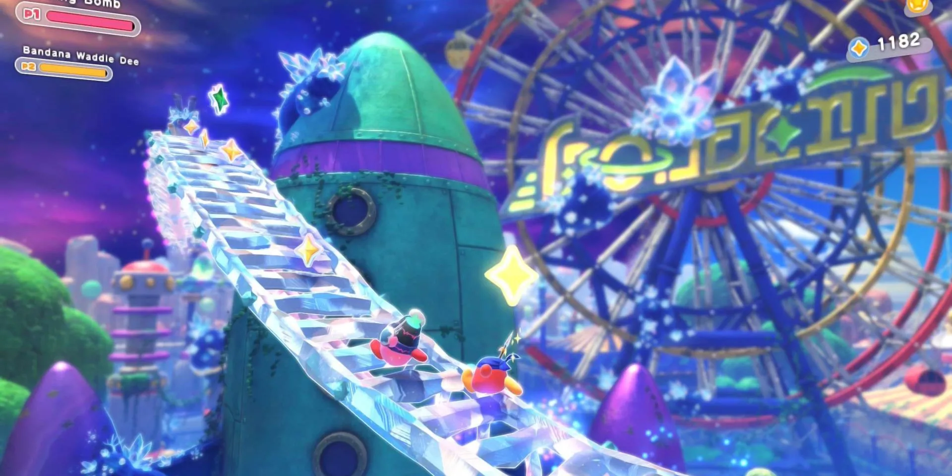 Vòng đu quay khổng lồ tại một màn chơi trong Kirby: Star-Crossed World